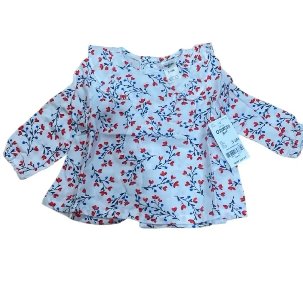 Oshkosh Bgosh heart floral ruffle button back
